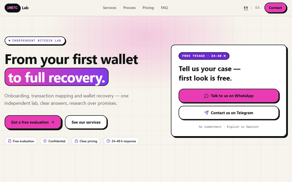 1MBTC Lab website screenshot